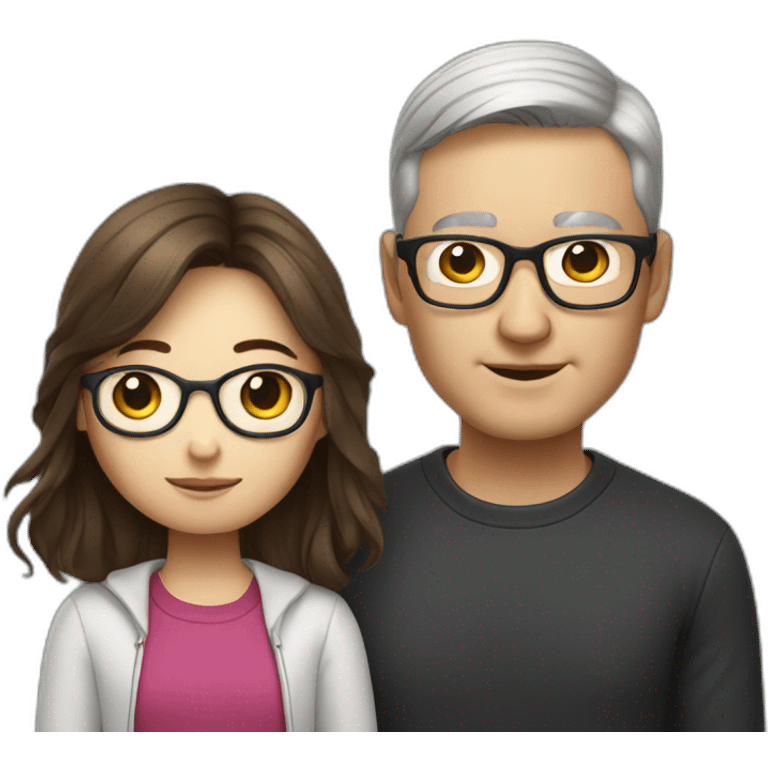 Tim cook with a brown hair Korean girl with eyeglasses emoji