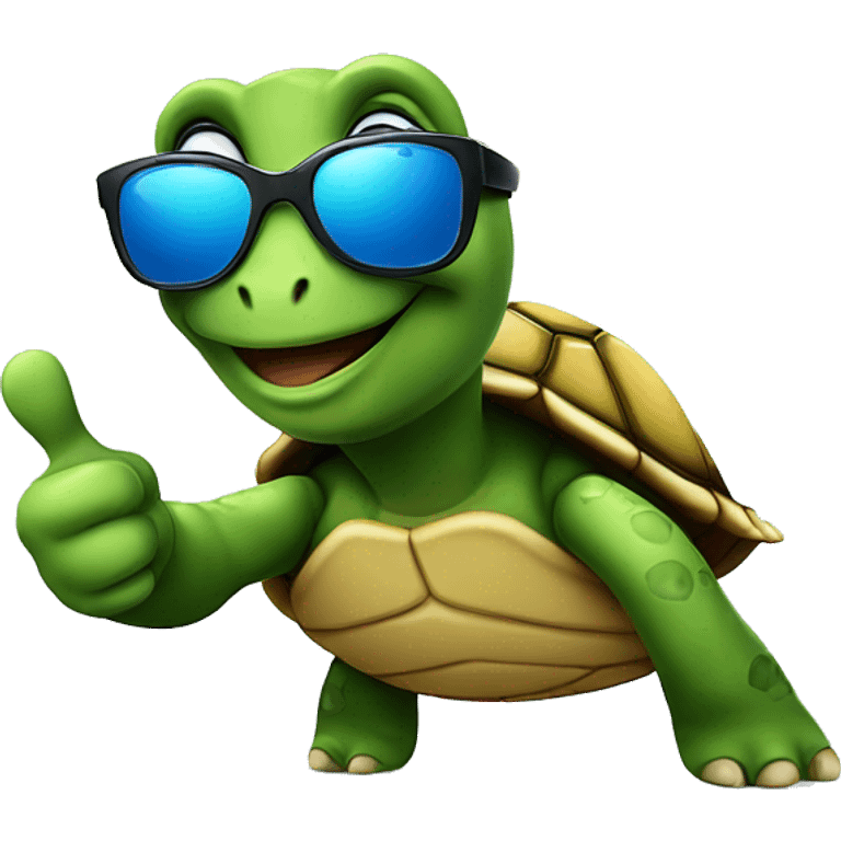 Turtle with sunglasses giving thumb up emoji