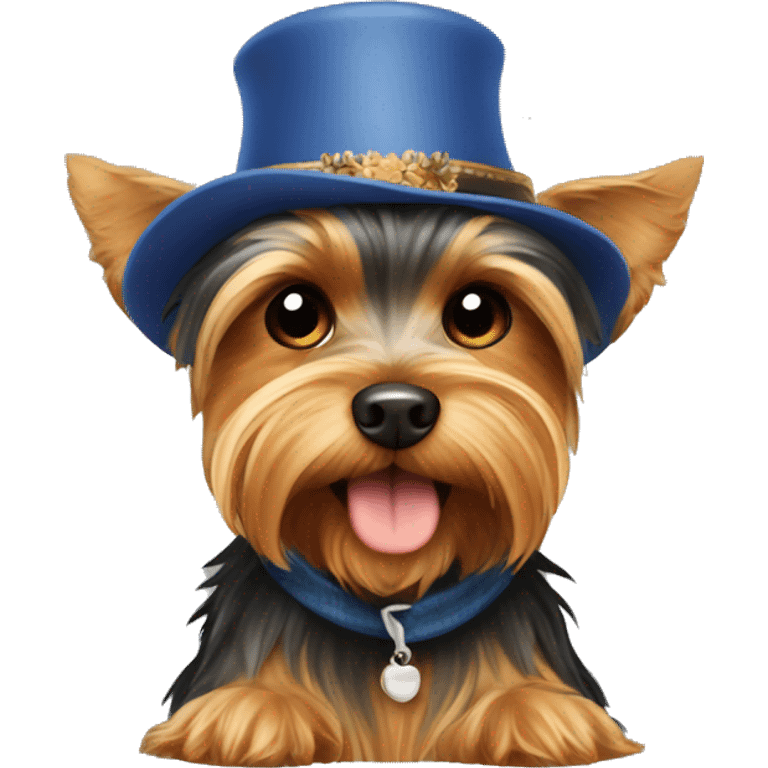 Dog Yorkshire Terrier with hat emoji