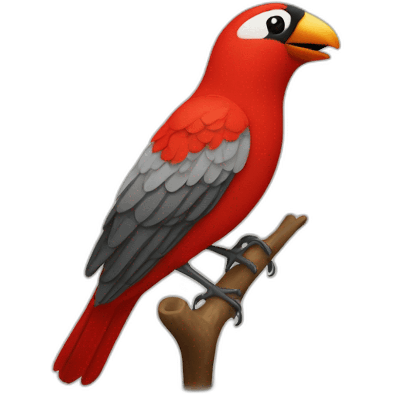 Pájaro rojo cantando en una rama emoji