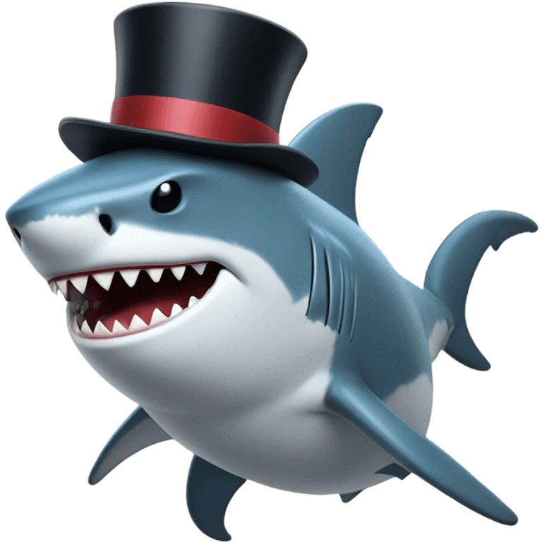 shark with finger guns and a top hat emoji