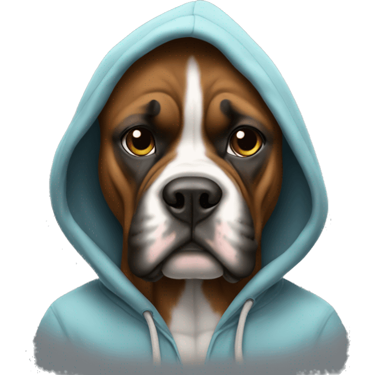 Boxer wearing hoodie emoji