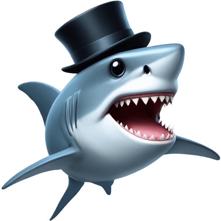 Shark with a top hat emoji