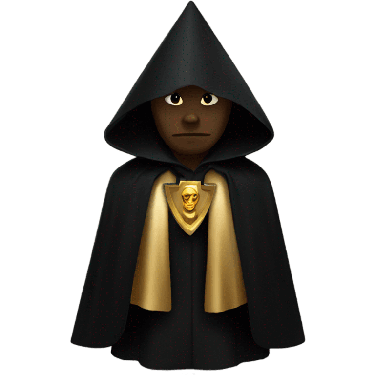 illuminati shadow figure standing in black cloak with gold pyramid on chest emoji