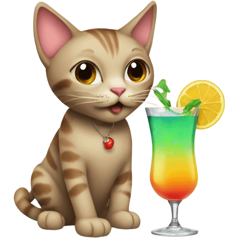 Cat drinking a cocktail emoji