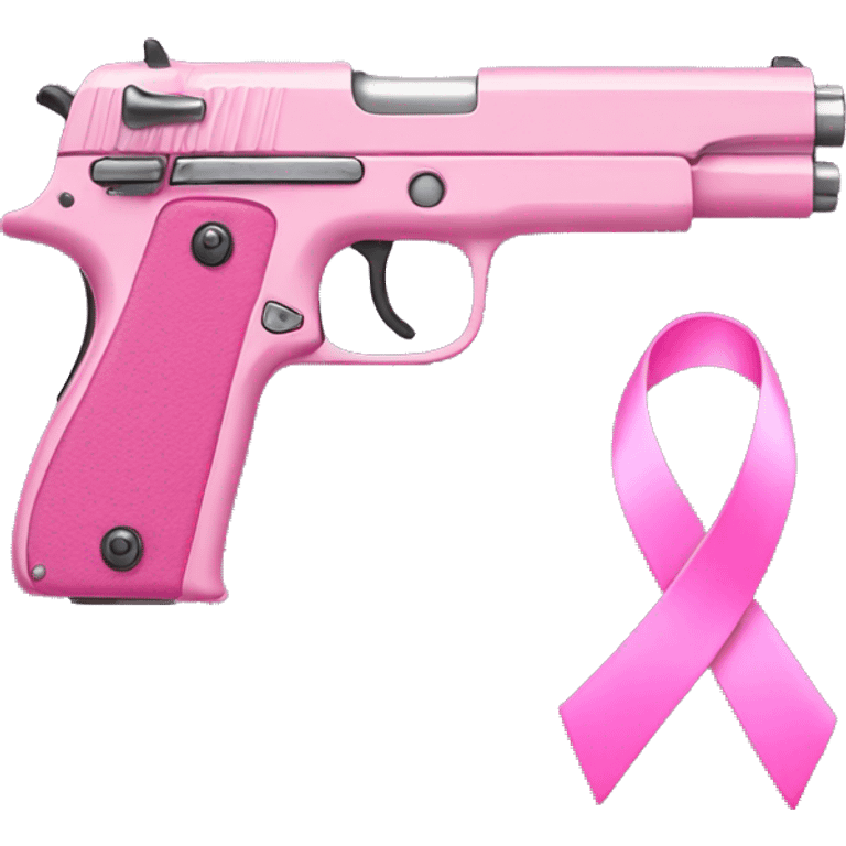 pink pistol with a pink ribbon emoji