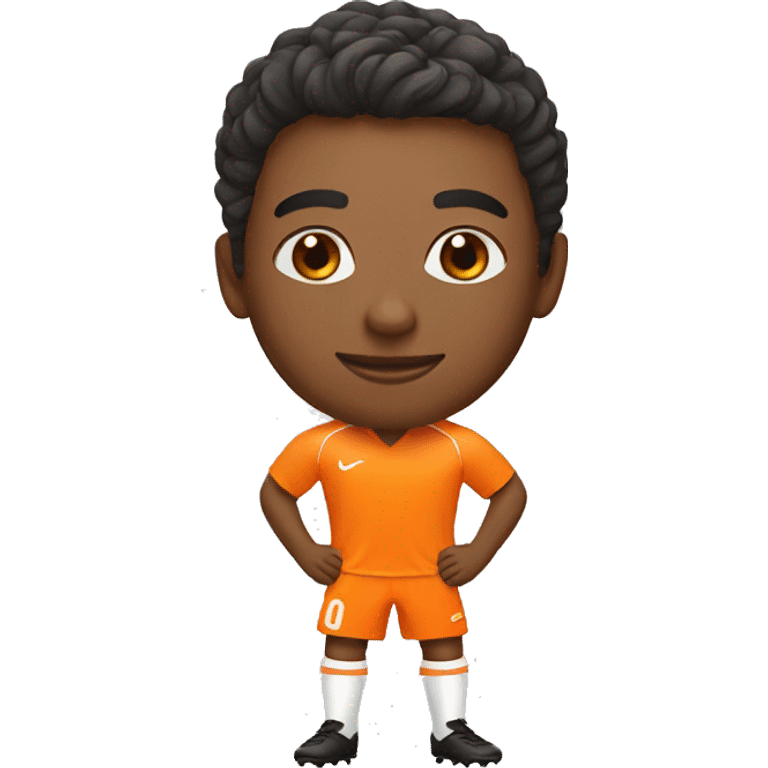 Soccer player in tangerine and orange kit emoji