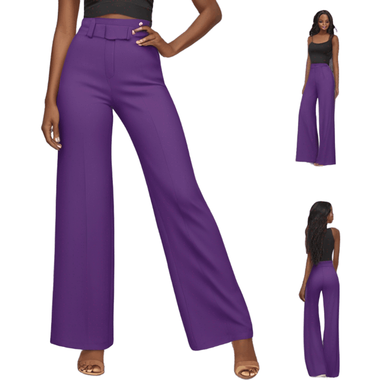 Realistic isolated pair of high waist long wide leg dressy casual pants in purple emoji