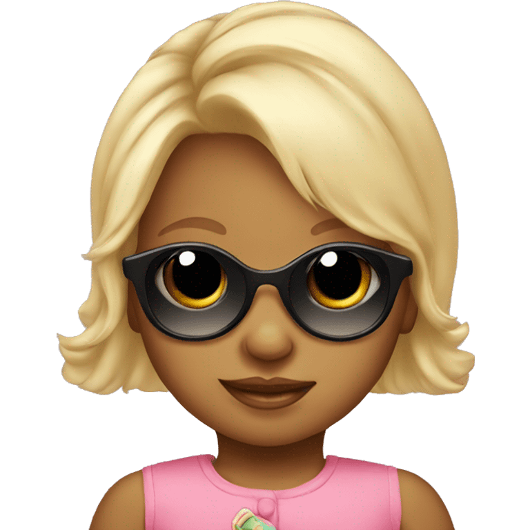 Blonde baby girl with Sunglasses  emoji