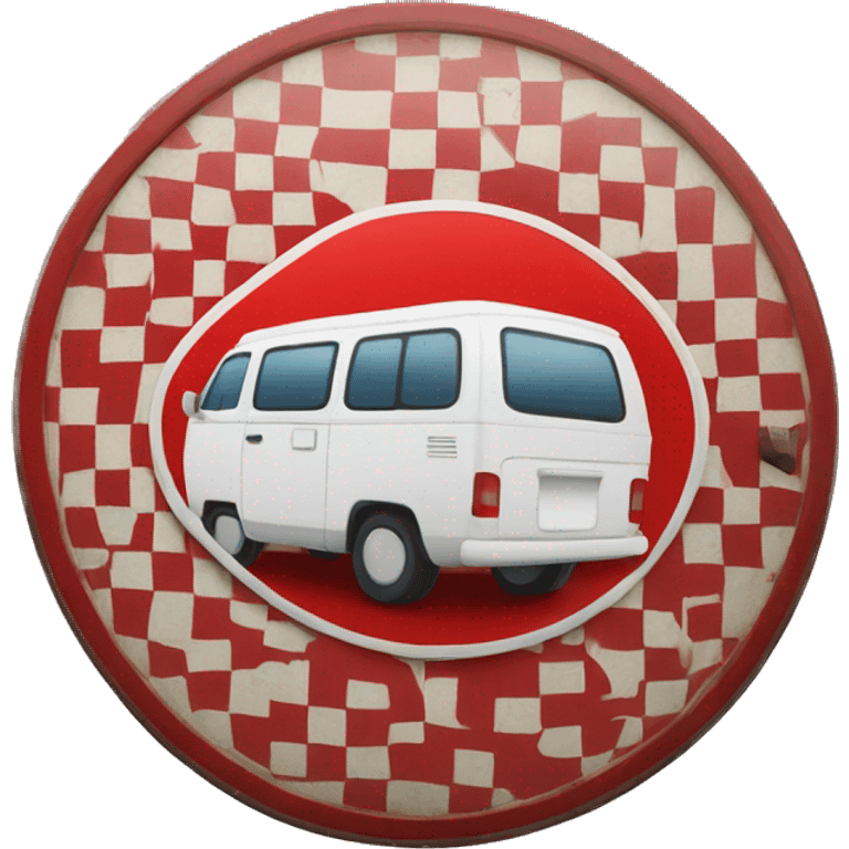 round traffic sign with a red border prohibiting camper vans emoji