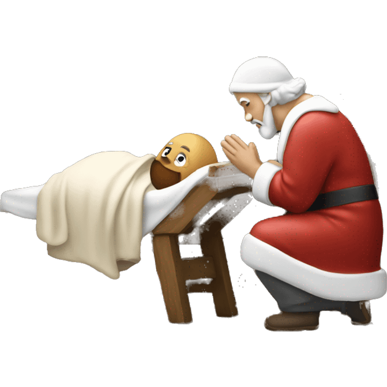 Santa kneeling to the manger emoji