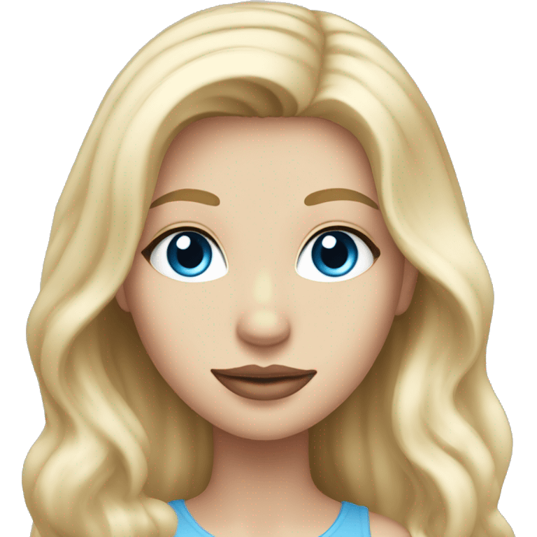 A white blonde girl with long hair and blue eyes and light pink lips emoji