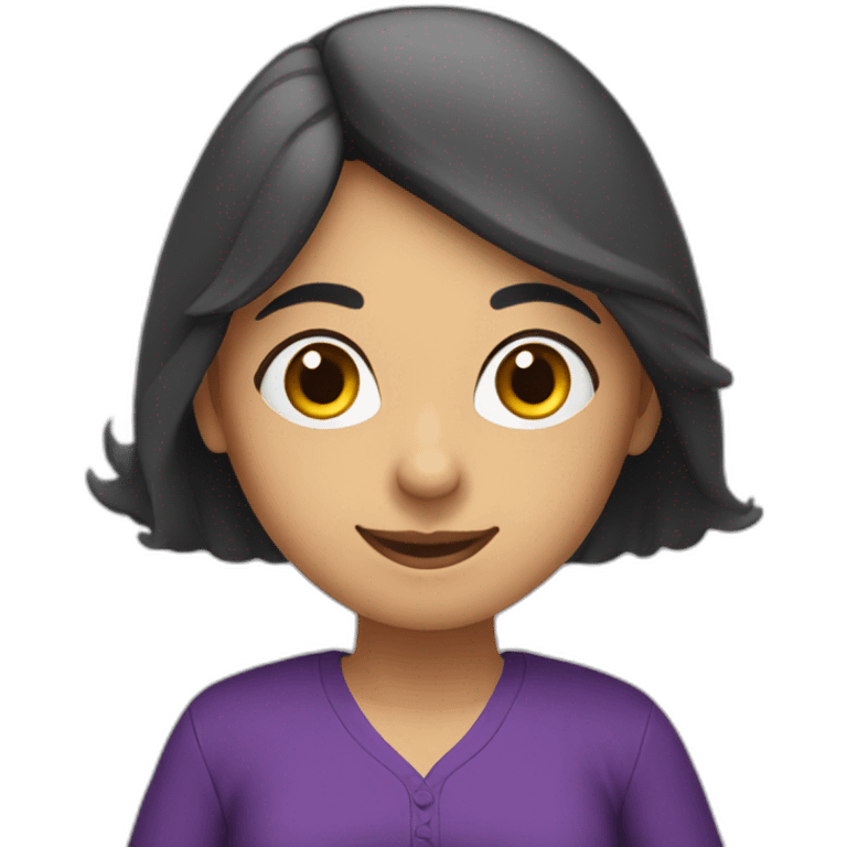 Armenian women with the purple clothes reading book and looking at camera and smiling  emoji