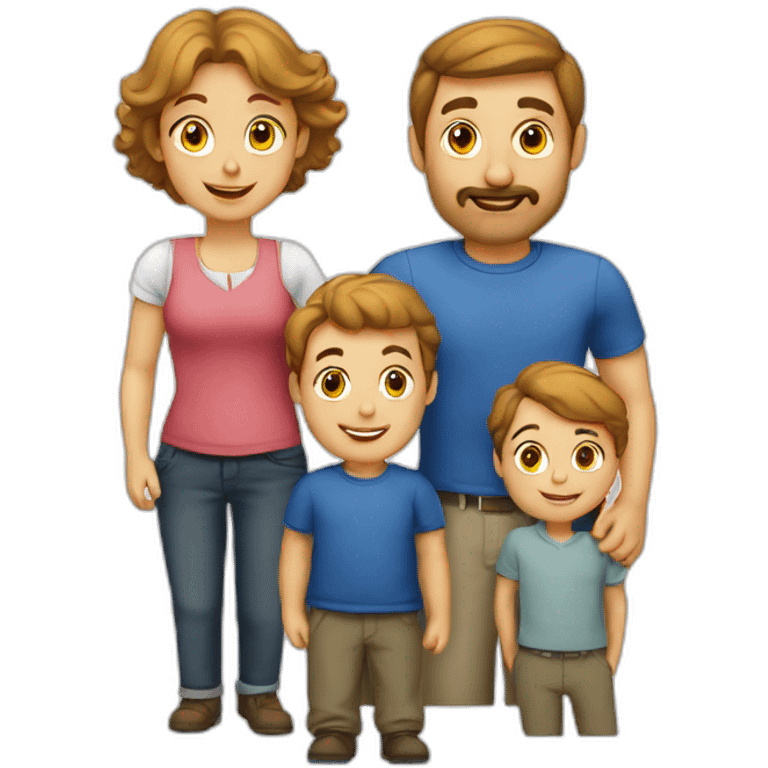 European Family with 1 Man, 1 Woman, 3 Boys emoji