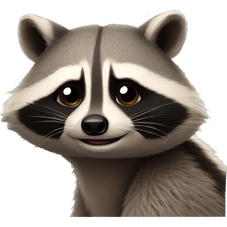 Blushing raccoon  emoji