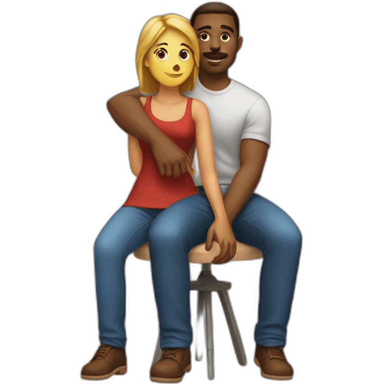 Woman sitting on the shoulders of A man sitting emoji