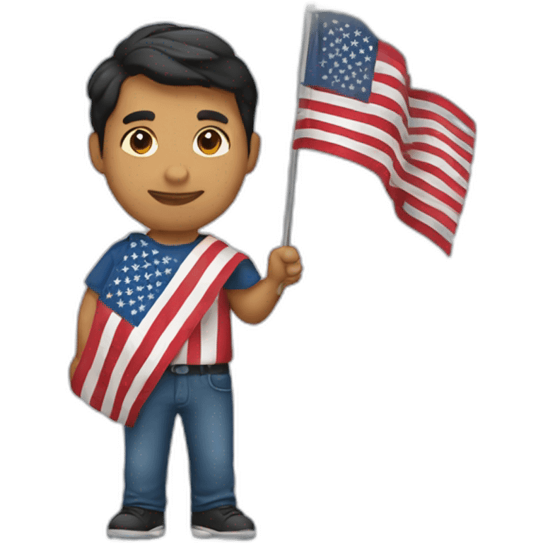 Hispanic holding American flag emoji