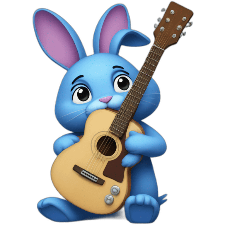 Bonnie is a blue animatronic rabbit with a guitar emoji