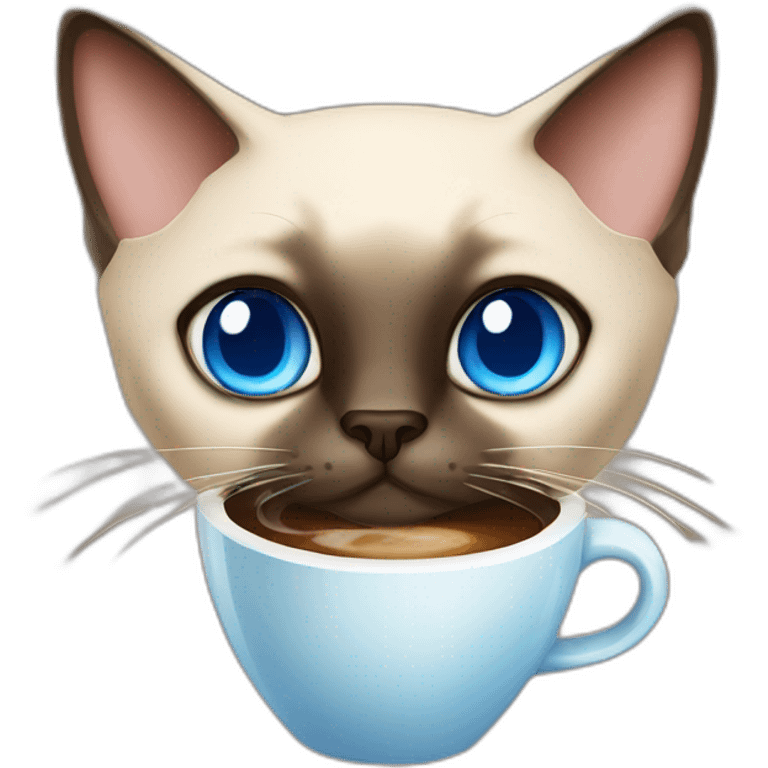 siamese cat with blue eyes drinking coffee emoji