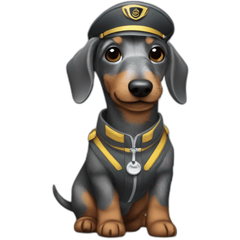 grey wire-haired daschund dressed as pilot emoji