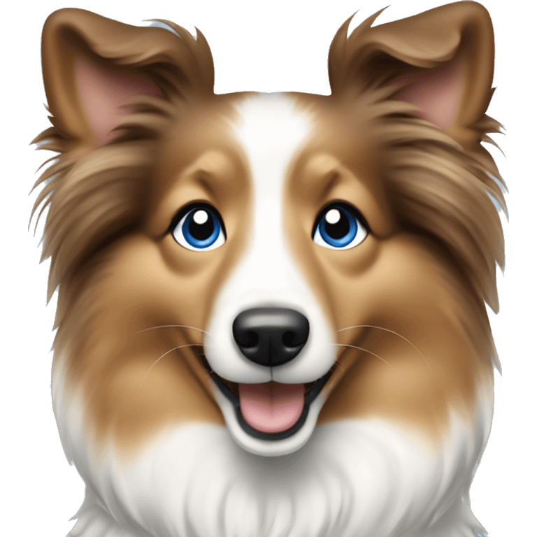 Dog breed Sheltie girl marble color with blue eyes smiling emoji