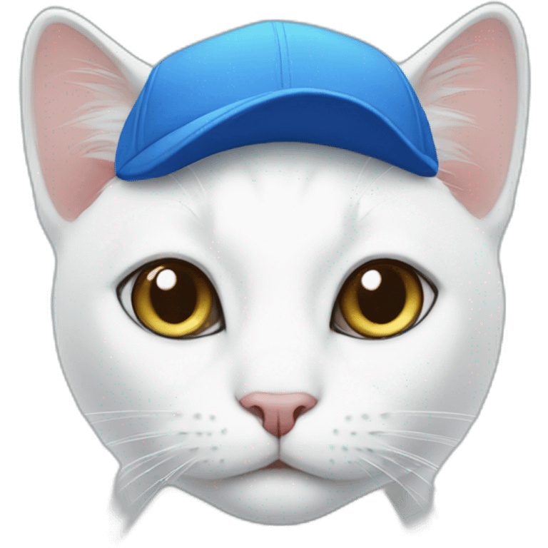 White cat in blue cap emoji