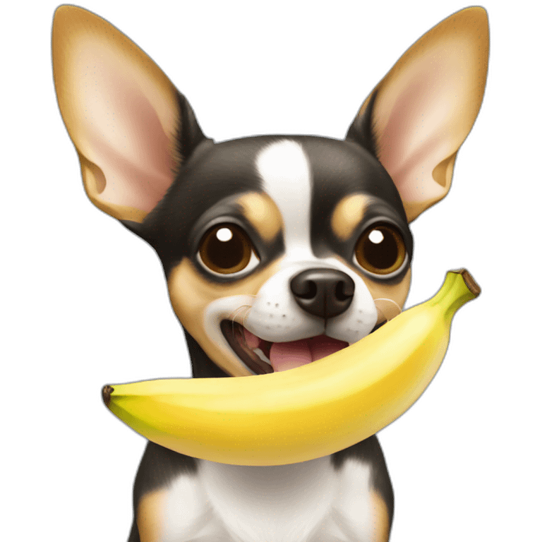 chihuahua licks banana emoji