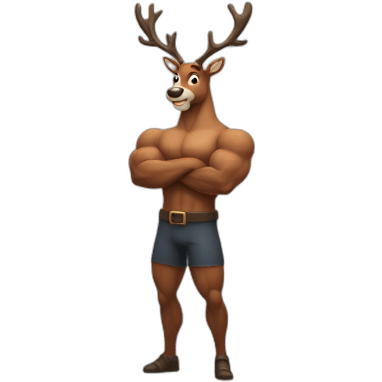 Reindeer muscular showing off biceps arms crossed masculine fierce emoji