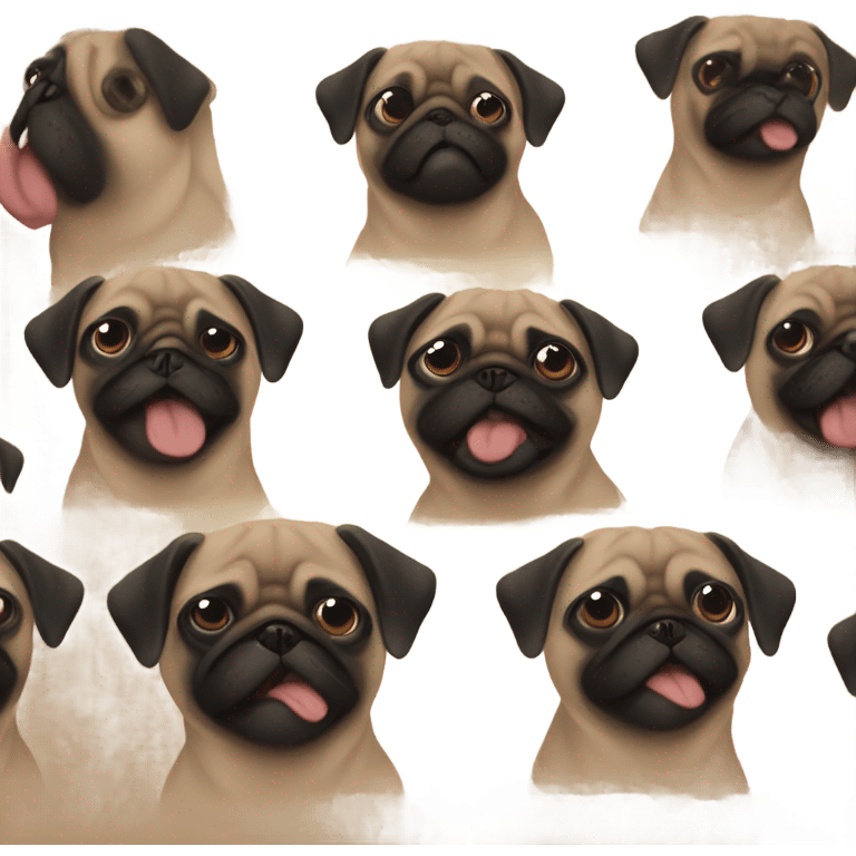 Brown and black pug with exotrophia emoji