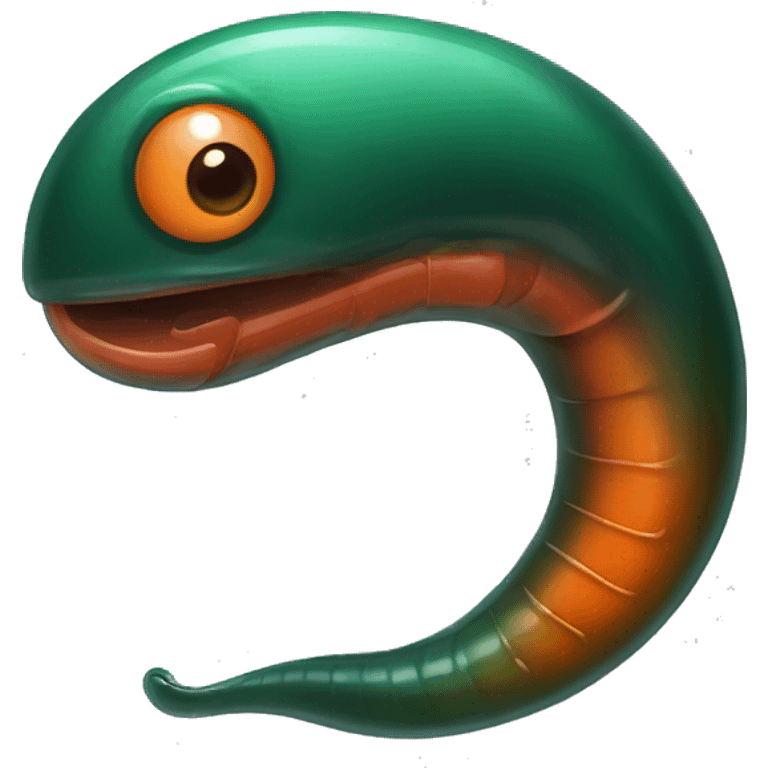 Eight-eyed Dark green and orange medicinal leech with oral suction and caudal suction emoji