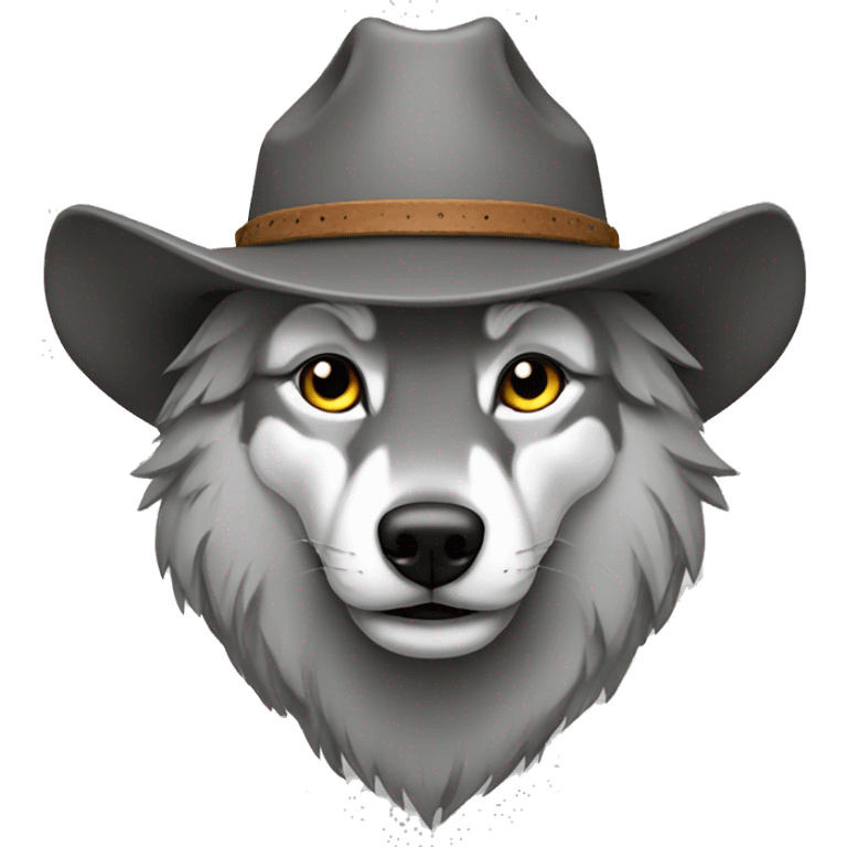 Wolf with cowboy hat Gray emoji