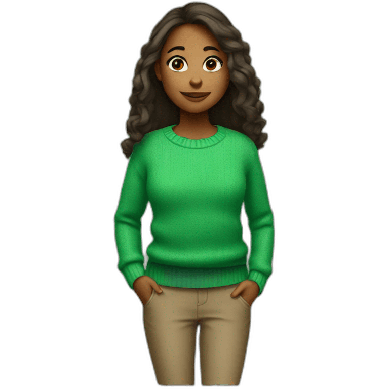 Girl in green sweater emoji