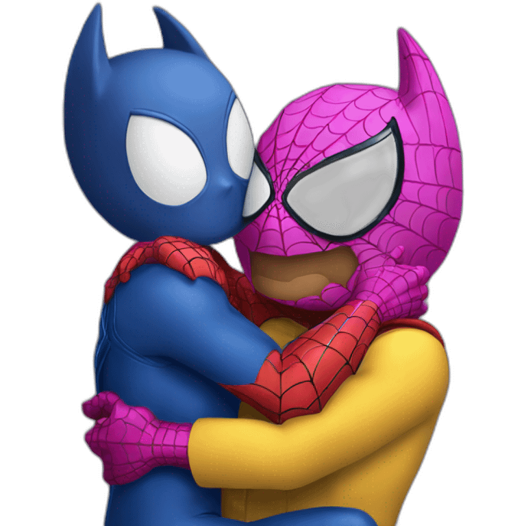 Spiderman hug Batman emoji