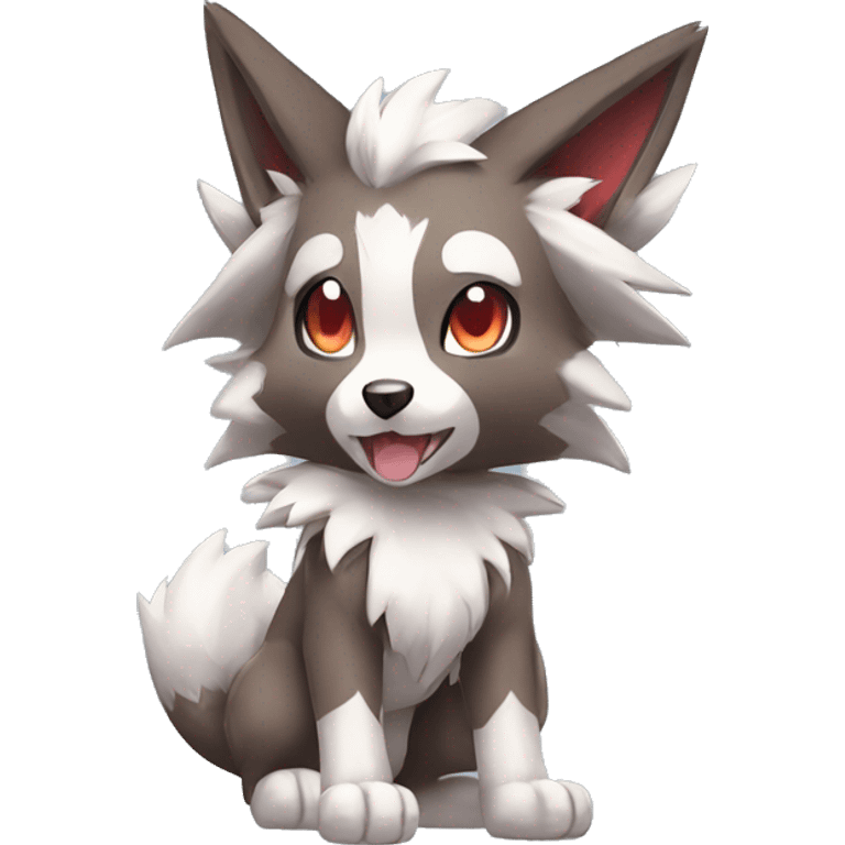 Kawaii Chibi Poochyena-Lycanroc-Pokémon Full Body emoji