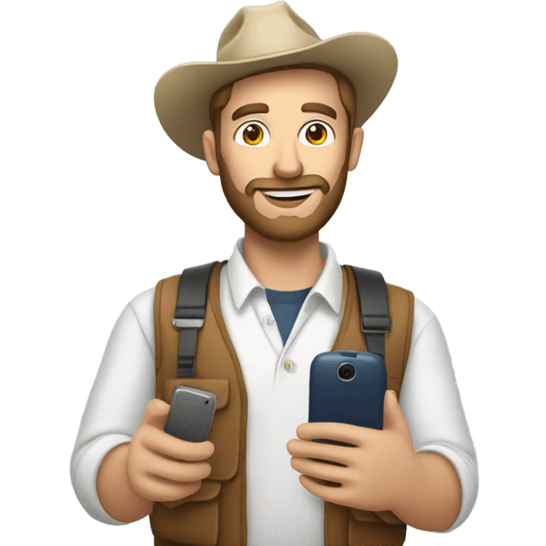 White farmer who communicate marketing phone emoji