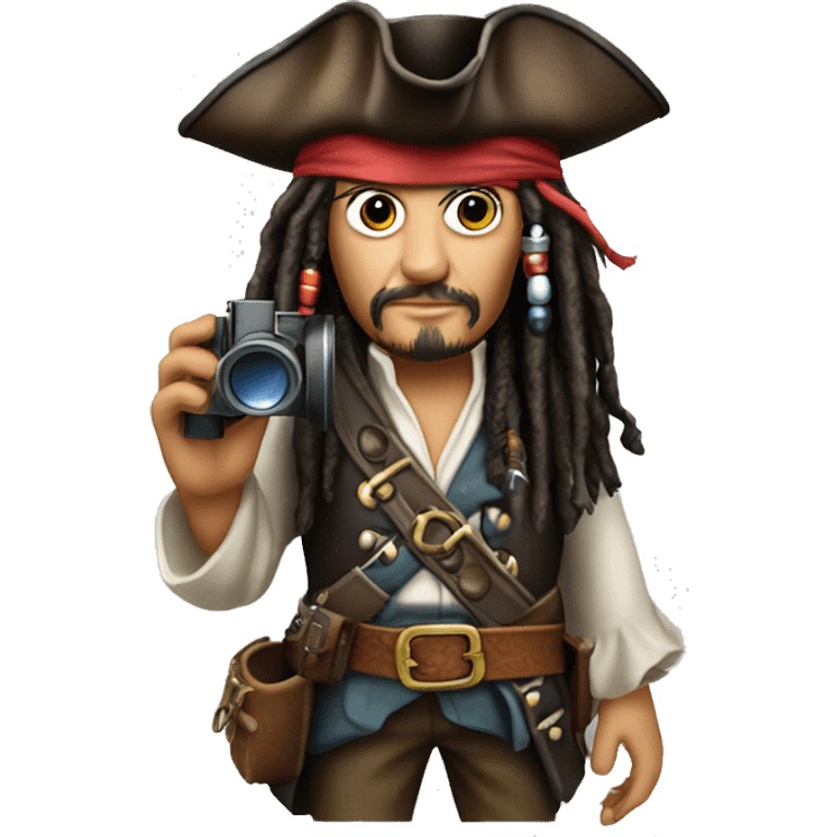 photorealistic jack sparrow holds binoculars emoji