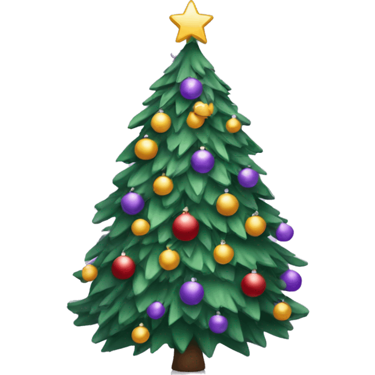 a christmas tree decorated in purple an emoji