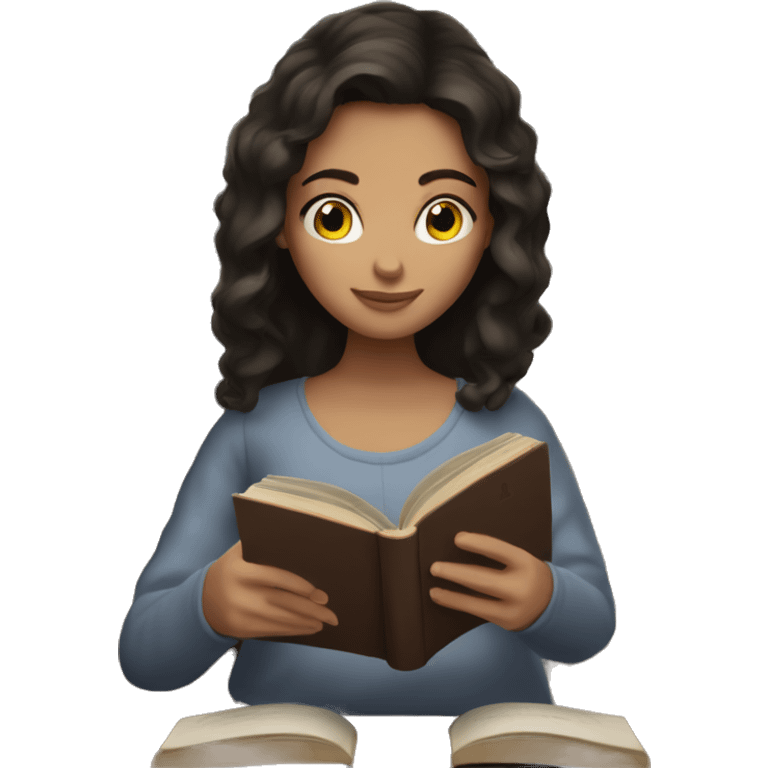 brunette girl reading a book emoji