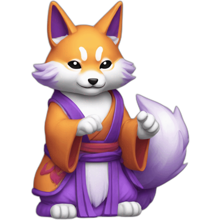 kitsune purple inari say hello with hand emoji