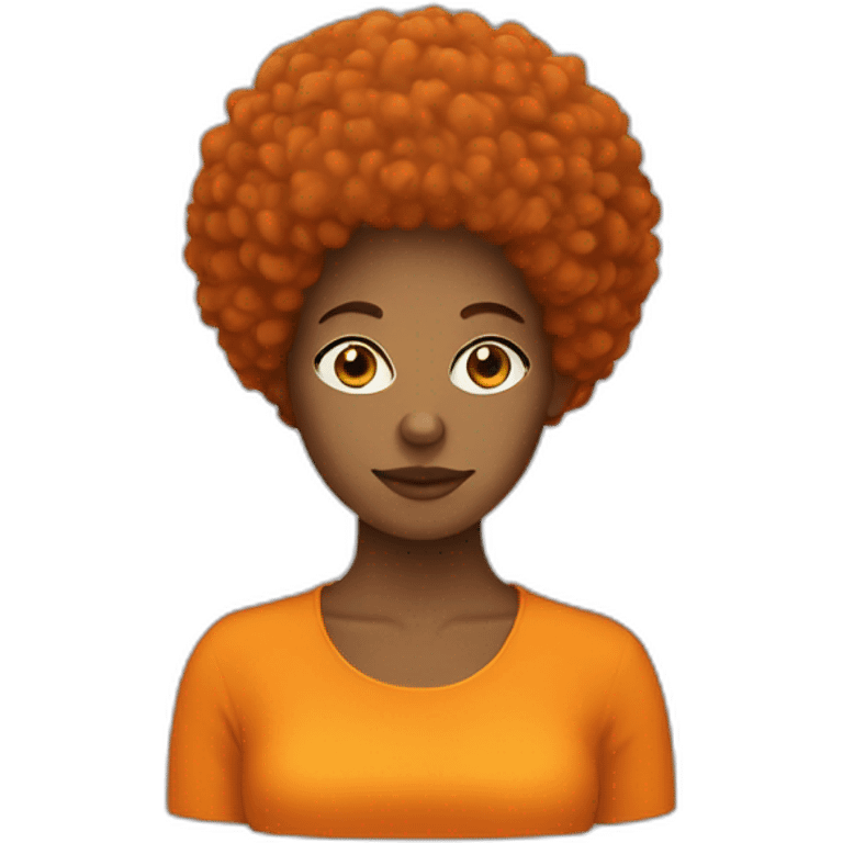 brown woman with orange afro emoji