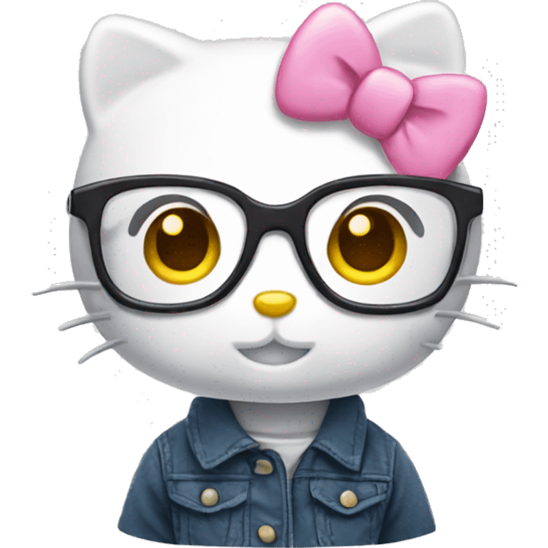 Hello kitty with a cute glasses emoji