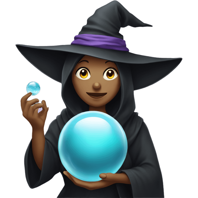 a witch with a glass ball with a  headscarf emoji