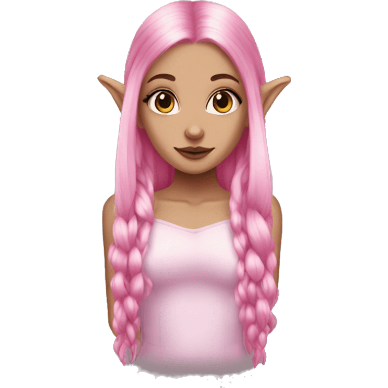 goth tan skinned elf girl with long pink hair emoji