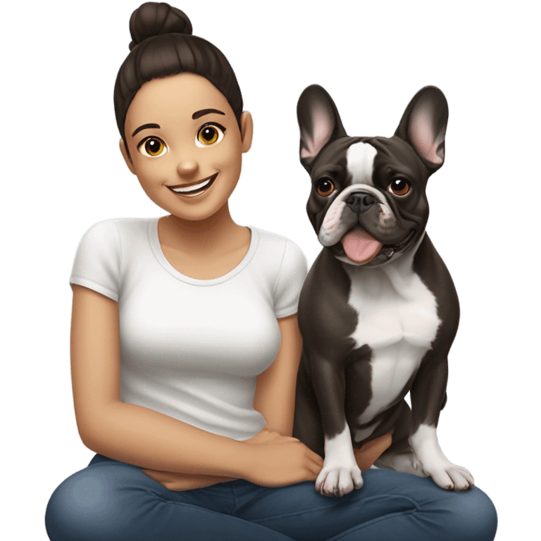 Girl with French bulldog emoji