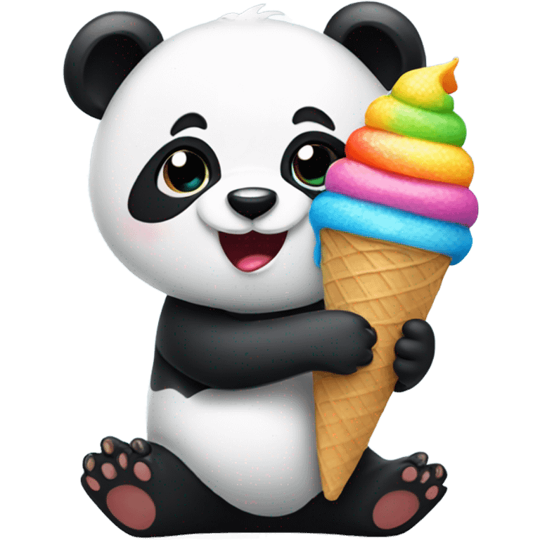 Panda eating ice cream emoji