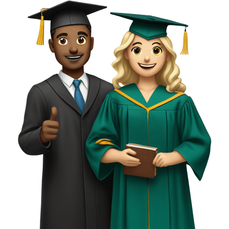 men teacher with her student in graduation day picture emoji