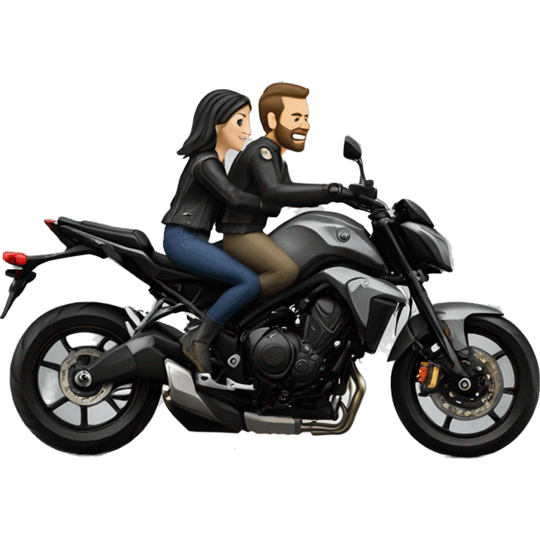 Caucasian man and woman riding on Yamaha mt 10 bike emoji