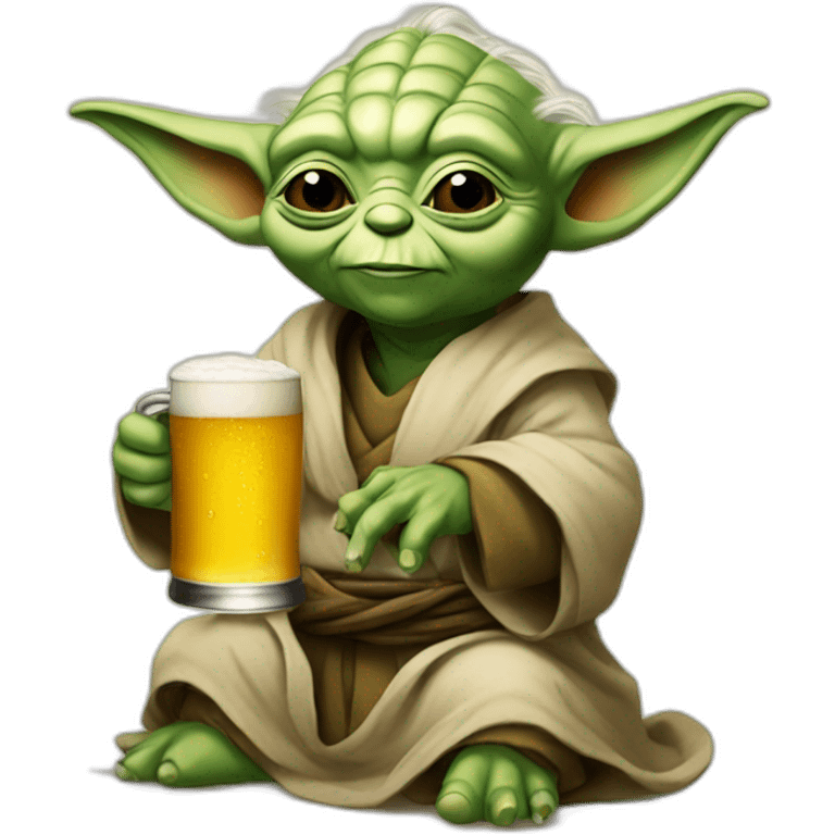 Yoda with a beer emoji