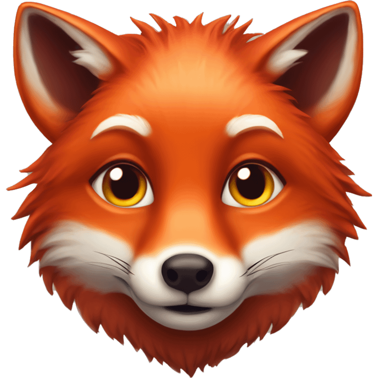 deep lush red fox face with tiny red heart instead of eyes emoji