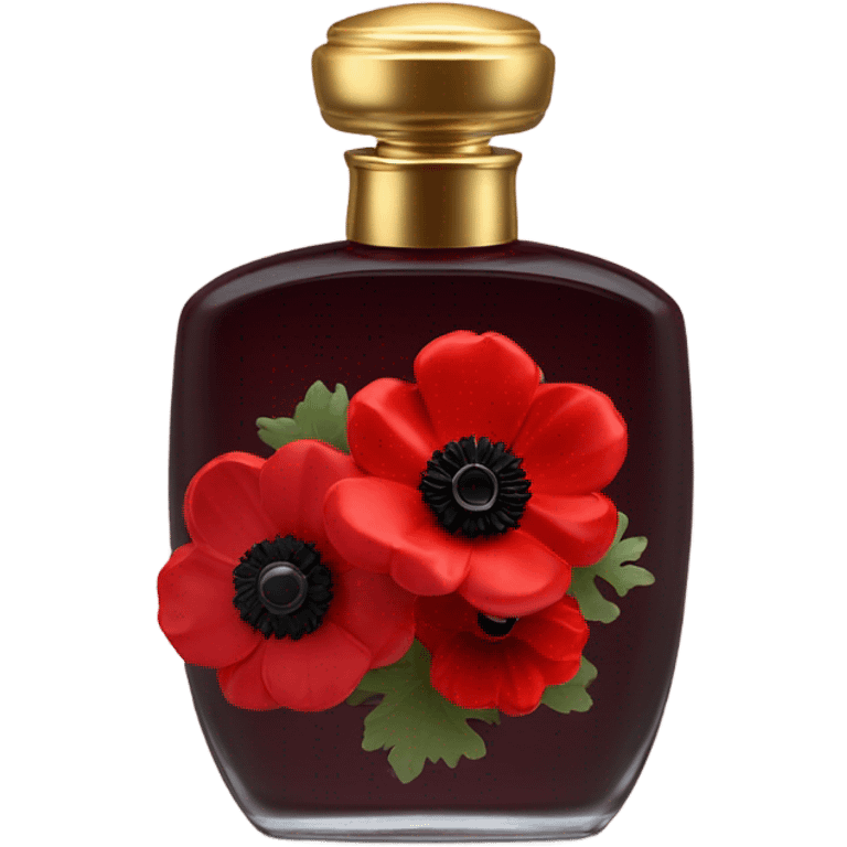 Dark red vintage French style perfume bottle with red anemones emoji